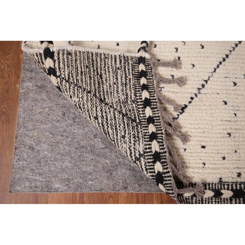 Striped Moroccan Area Rug Handmade Wool Carpet - 5'8" x 9'8"