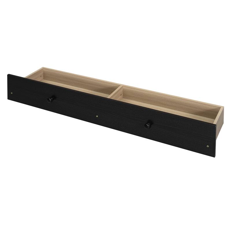 Full Size Murphy Bed with Dual USB Port, Large Drawer, Space-Saving Design, Espresso Finish