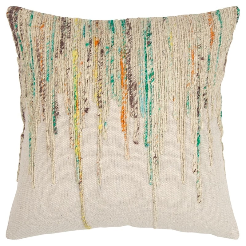 Rizzy Home Abstract Throw Pillow - Down - Natural/Green