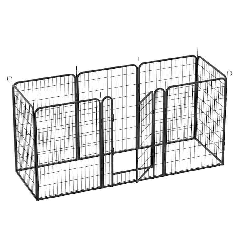 8 Panels Heavy Duty Metal Playpen With Door,39.37"H Dog Fence Pet Exercise Pen For Outdoor, Indoor - Dia 69.45” x 39.37”H