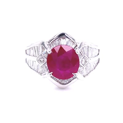 Kabella Luxe Ruby and Tapered Diamond Ring