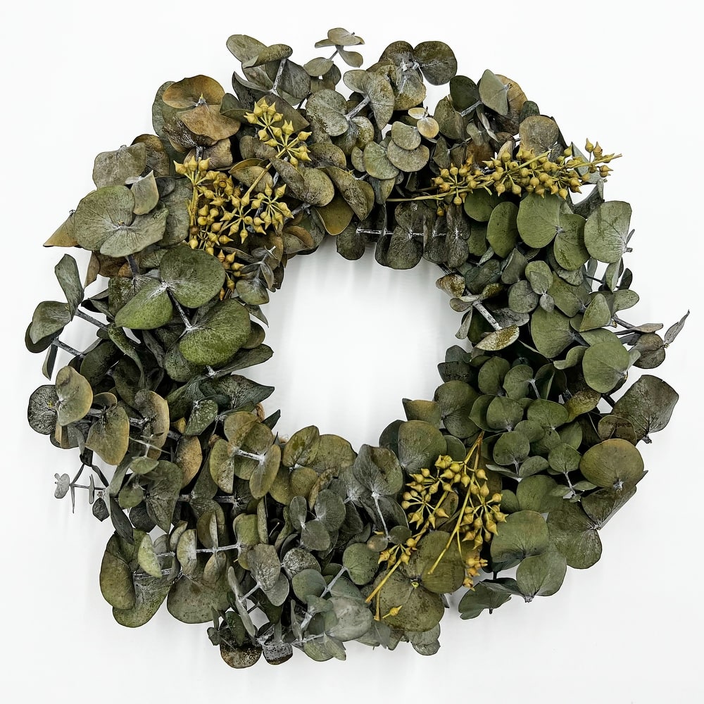 Preserved Eucalyptus Wreath – Natural Green Indoor Spring Door & Wall Décor