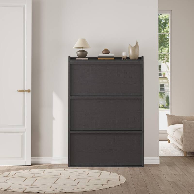 Drawer Wooden Shoe Cabinet with Adjustable Shelves