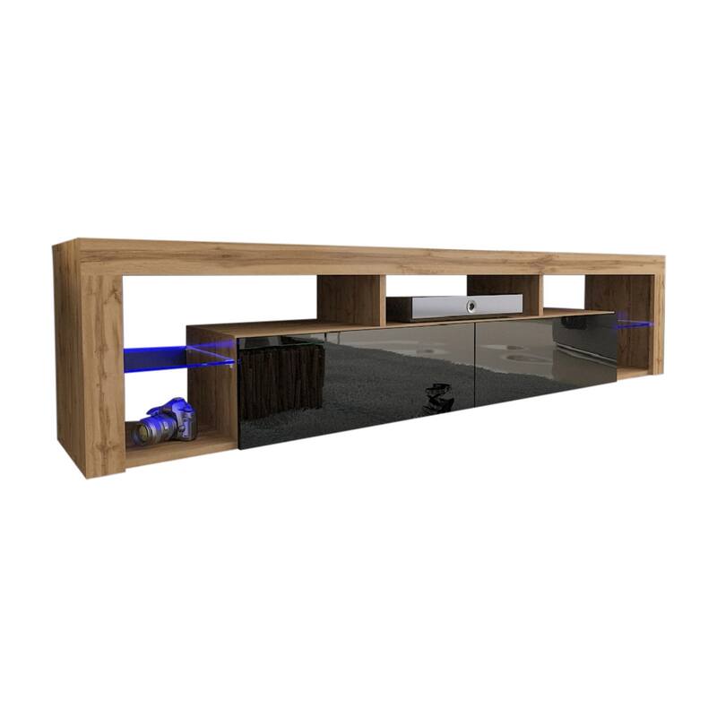 Milano 200 Wall Mounted Floating 79-inch TV Stand - Oak/Black