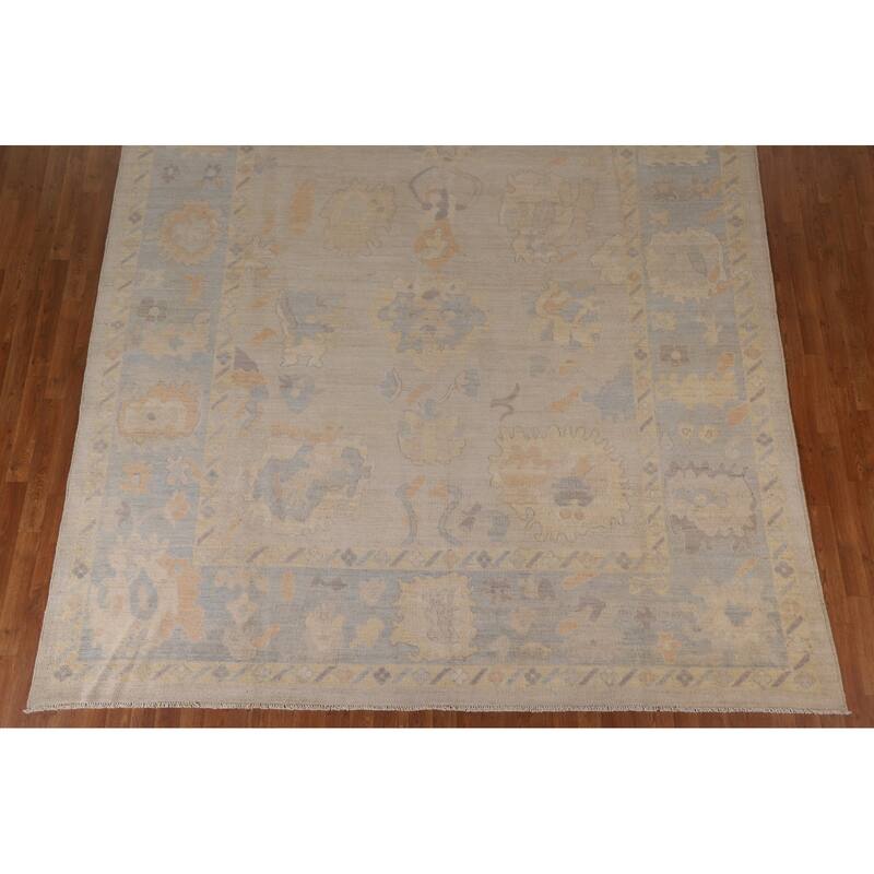 Vegetable Dye Oushak Oriental Area Rug Handmade Wool Carpet - 9'3"x 11'10"
