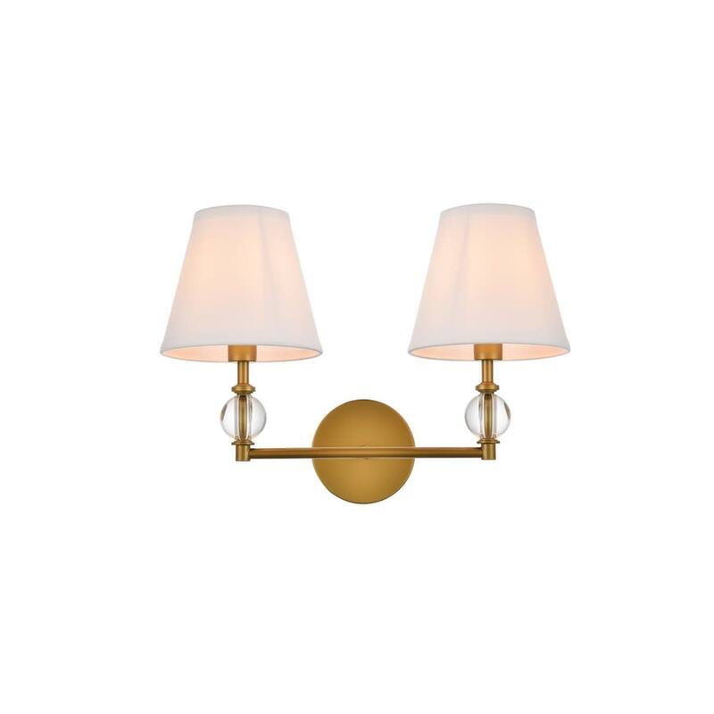 Elegant Lighting LD7022W15 Bethany 2 Light 17" Wide Vanity Light - Brass / White