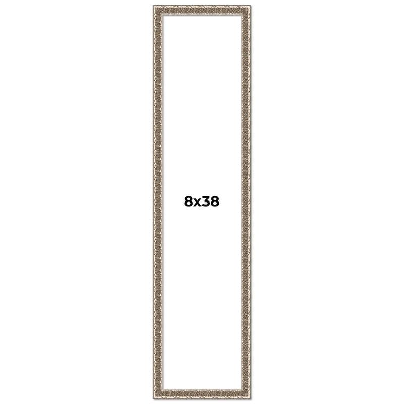 8x38 Frame Silver Versailles Ornate Solid Wood Picture Frame | 1 Inch
