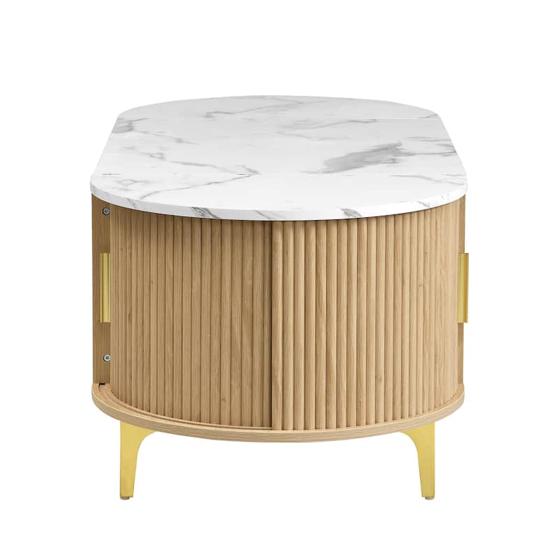 Scott Living - Nova Modern Lift-Top Coffee Table with Sliding Doors, Large Drawer, and Smart Storage Design