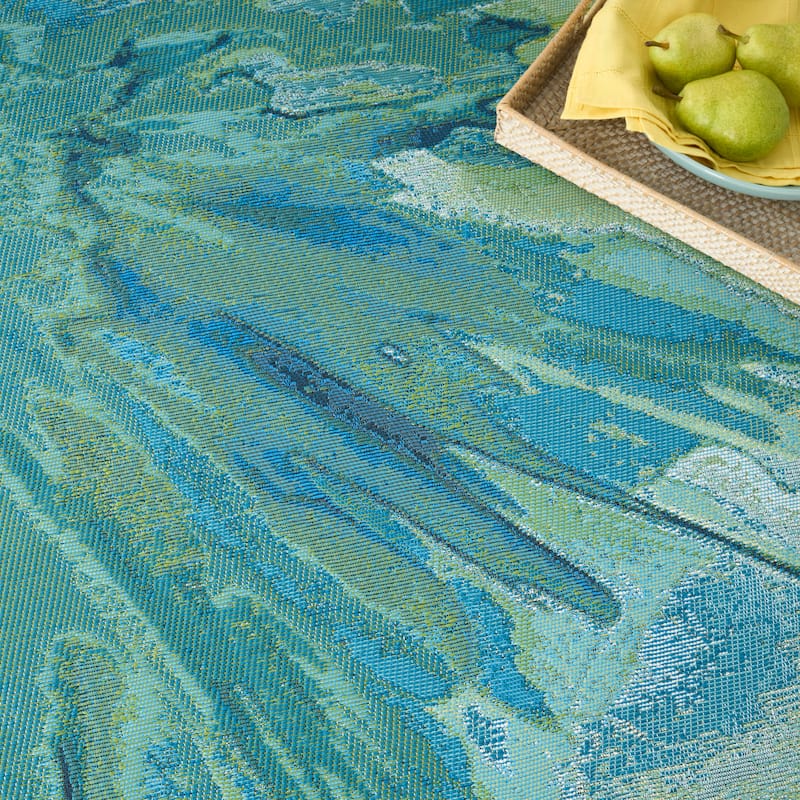 Nourison Color Splash Indoor/Outdoor Blue Abstract Area Rug