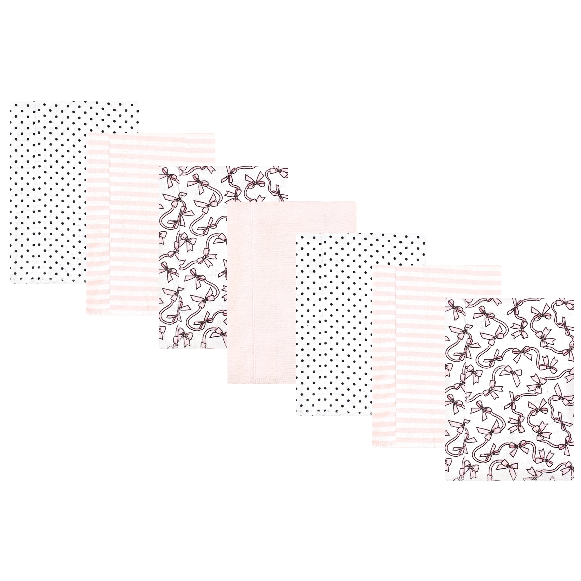 Hudson Baby Infant Girl Cotton Flannel Burp Cloths, Pink Bows 7 Pack, One Size - Pink Bows 7 Pack - One Size