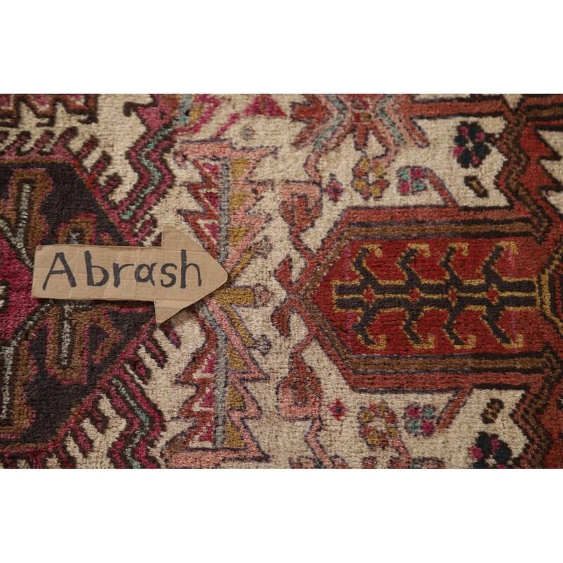 Geometric Heriz Serapi Indian Runner Rug Hand-knotted Wool Carpet - 3'1"x 10'8"