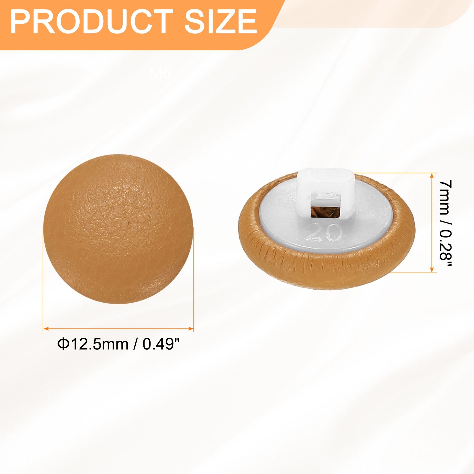 PU Leather Covered Buttons Diameter Round Plastic Shank Craft Replacement Sewing Button for Clothing Decoration DIY Accessories