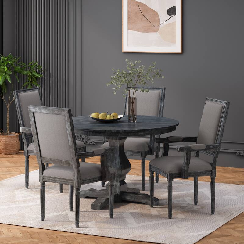 Mores Upholstered 5 Piece Circular Dining Set by Christopher Knight Home