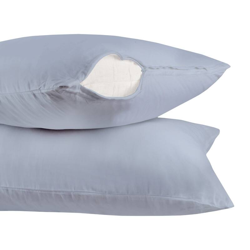 Organic Cotton Pillowcase Pair Zipper Closure 300TC GOTS Certified Super Soft and Breathable Fabric