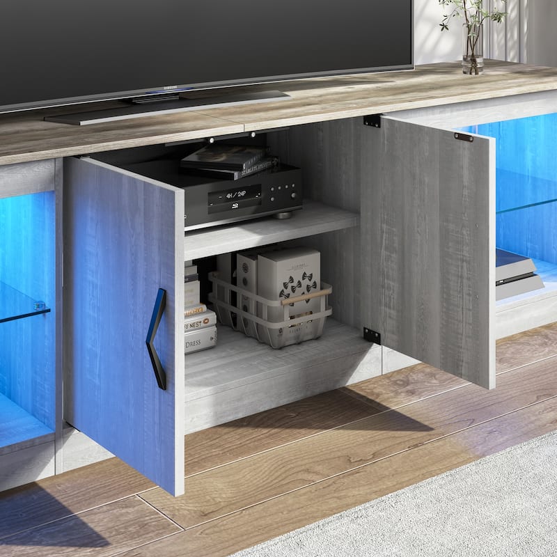 70 inch TV Stand 20 Color RGB Light Entertainment Center