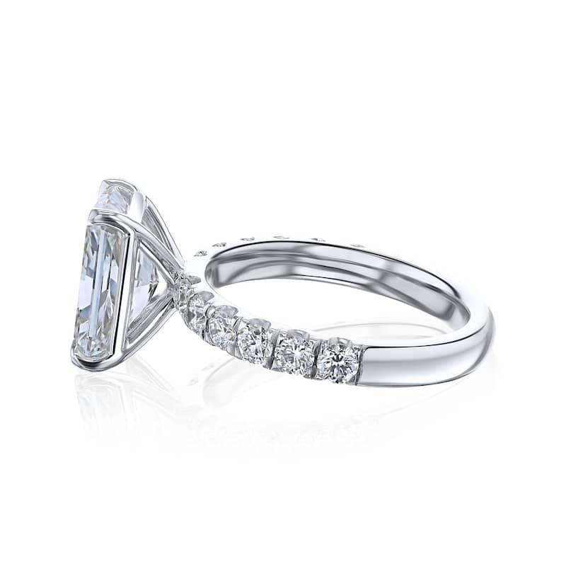 Kobelli Sunset Line 6 Carat Lab Grown Diamond Certified 14k Solid Gold Radiant-cut Comfort Fit French Pavé Petra Ring (EF/VS)