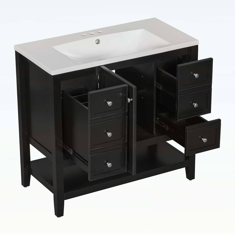 Bathroom Vanity with Sink,Cabinet,and Drawers,Open Shelf