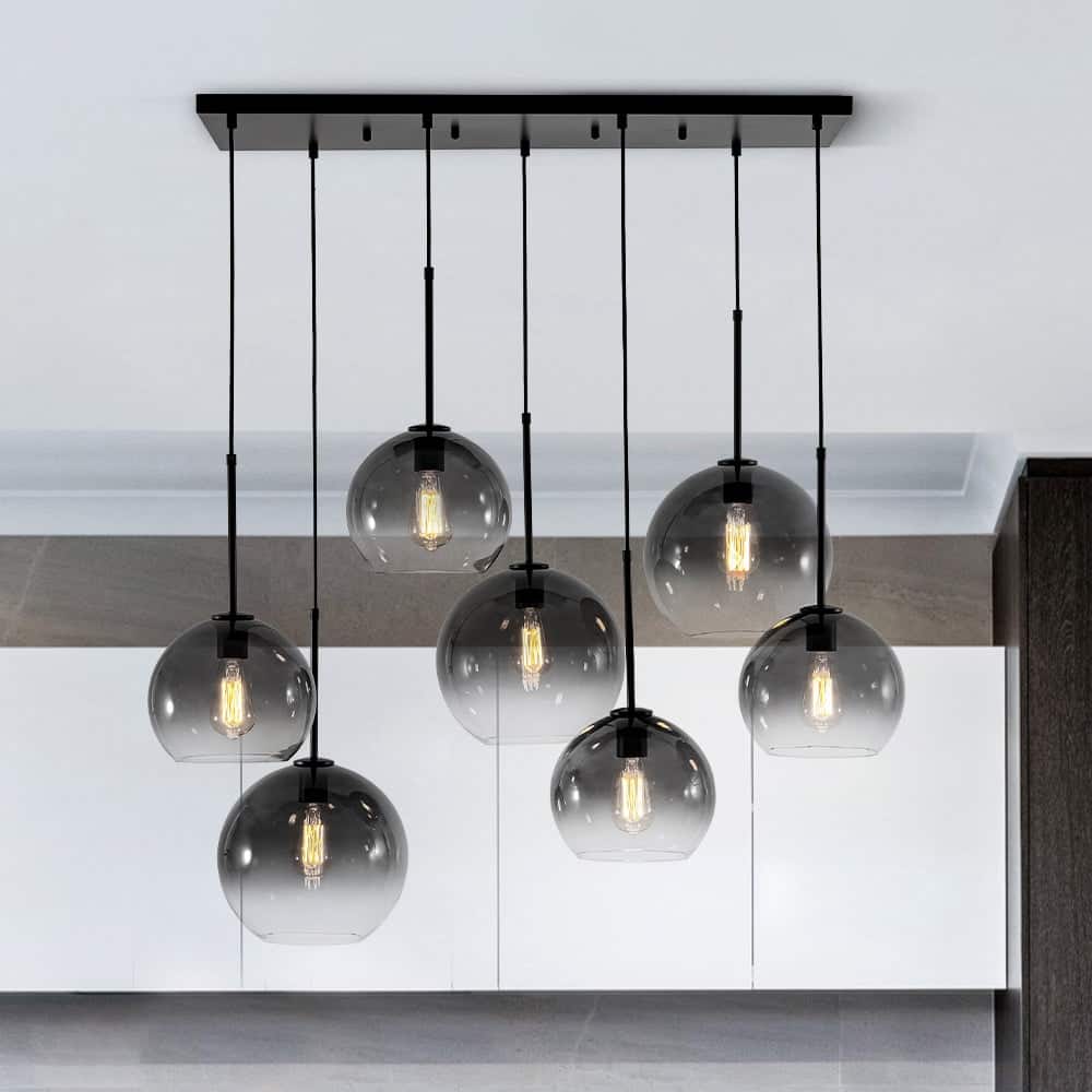 Ultra Modern 7-Light Sculptural Gradient Glass Island Pendant - 39.4in