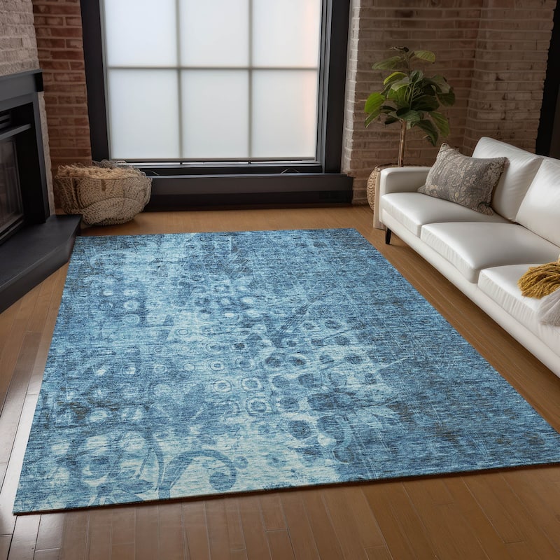 Machine Washable Indoor/ Outdoor Chantille Abstract Modern Rug