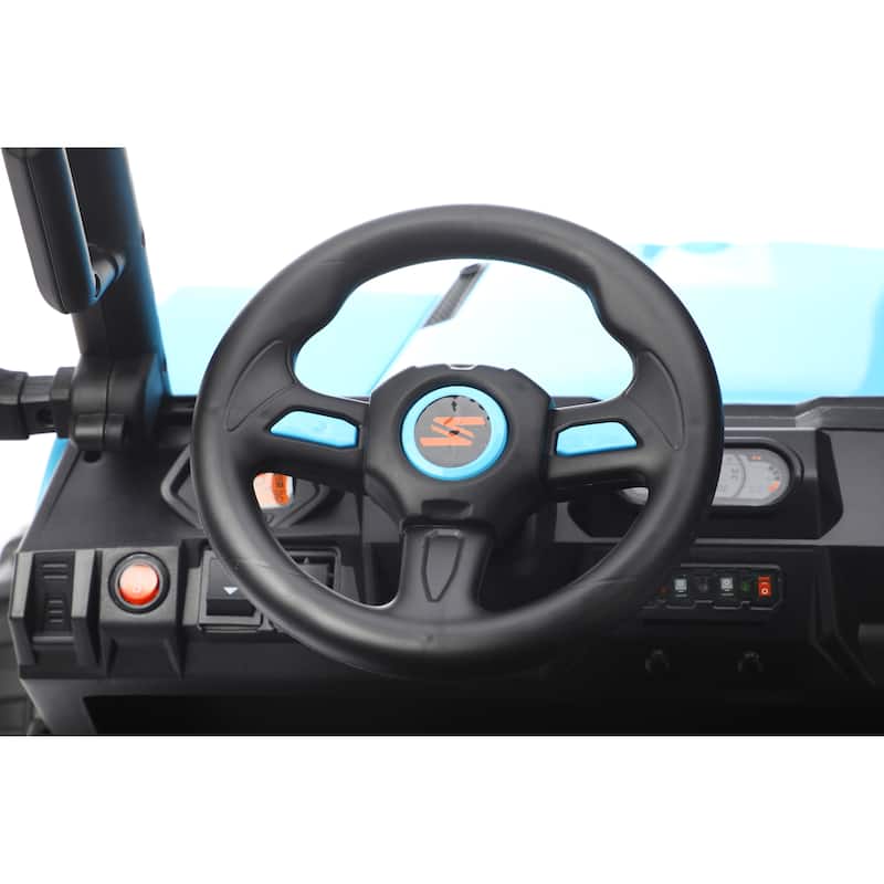 24V 2-Seater Kids Electric Golf Cart for Ages 3+, Blue with Remote Control & Sun Shade