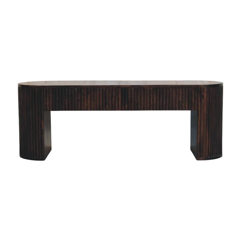 Artisan Furniture Solid Wood Velvet Mocha Fluted Console Table ,Black - Wood - Black
