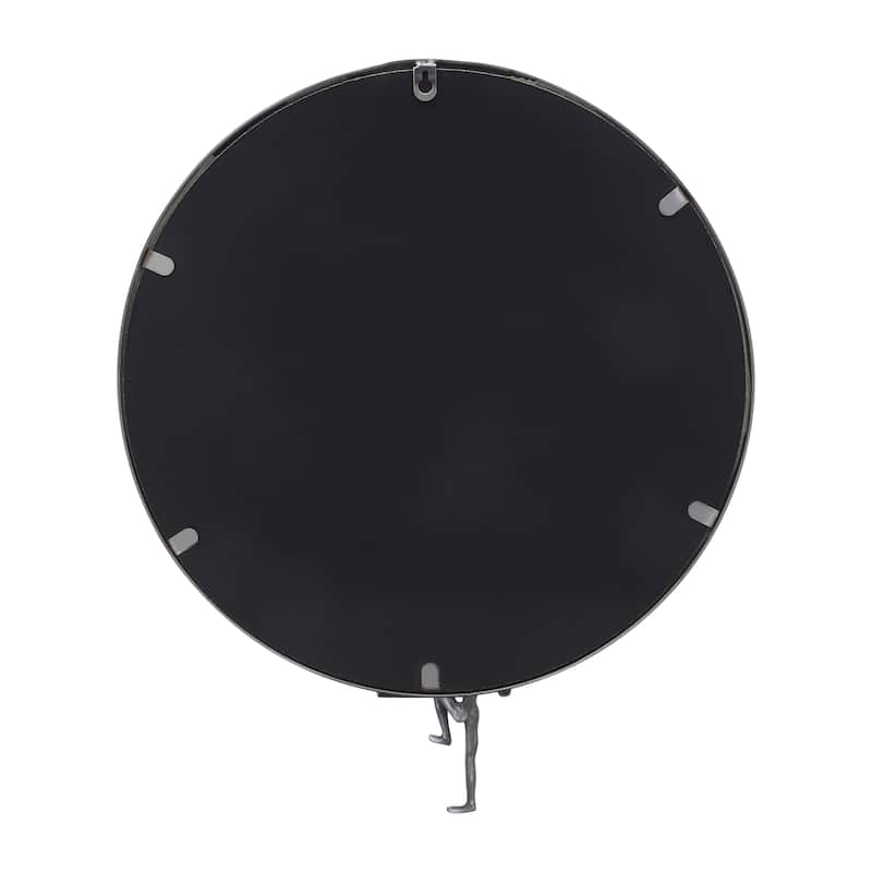 Sagebrook Home Round Iron Metal Mirror with Man Decor - 18" x 3" x 24"