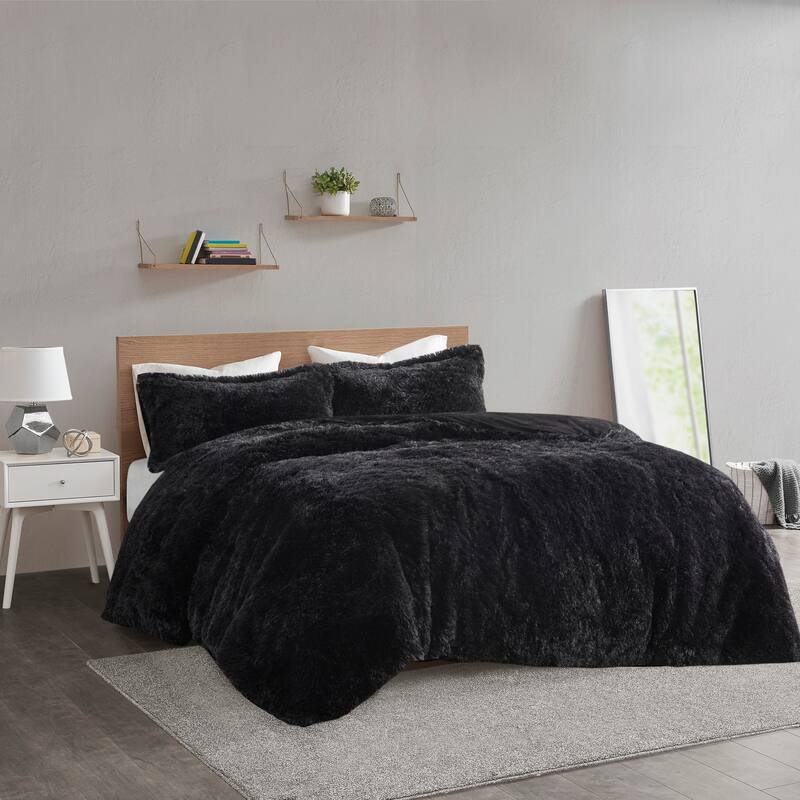 Leena Shaggy Fur Duvet Cover Set by Intelligent Designs