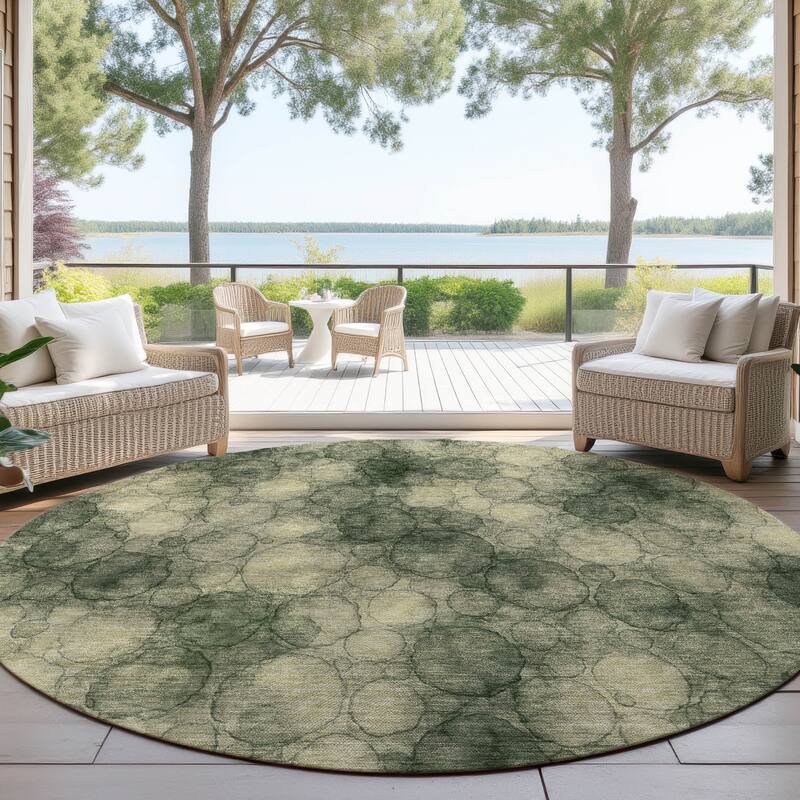 Machine Washable Indoor/ Outdoor Modern Aby Chantille Rug - Basil - 8' x 8'