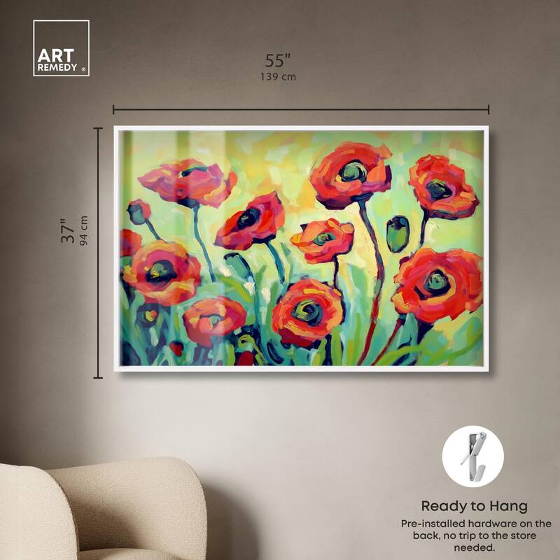 Red Poppy Field I Shadowbox by Art Remedy
