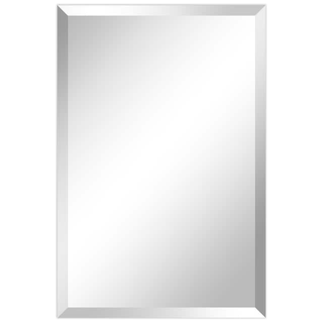 Frameless Beveled Prism Wall Mirror, Bathroom, Vanity, Bedroom Mirror, 1"-Beveled Edge - Clear - 20 in. x 0.39 in. x 30 in.