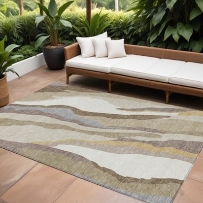 HomeRoots Abstract Transitional Rectangle Outdoor Rug