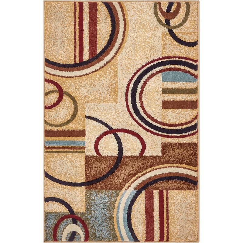 Well Woven Barclay Arcs & Shapes Modern Geometric Circles Area Rug - 2' 3" x 3' 11" - Ivory - Runner/Rectangle