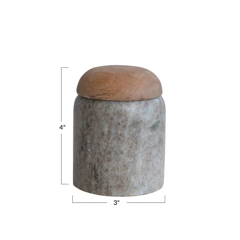 Marble and Mango Wood Pinch Pot with Lid