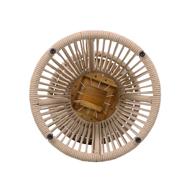 Scott Living - Nara 18.9"H Modern Outdoor Acacia Wood and Woven Rope Side Table, Tapered Cylindrical Silhouettes Design