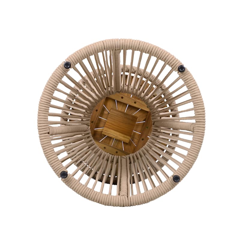 Scott Living - Nara Modern Outdoor Acacia Wood and Woven Rope Sculptural Side Table, Set of 2 - 32.28"L