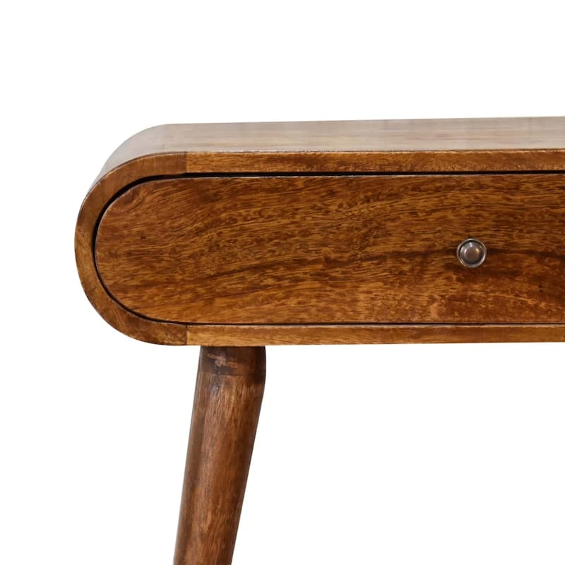 Artisan Furniture solid wood Mini Round Chestnut Console, Brown with one drawer