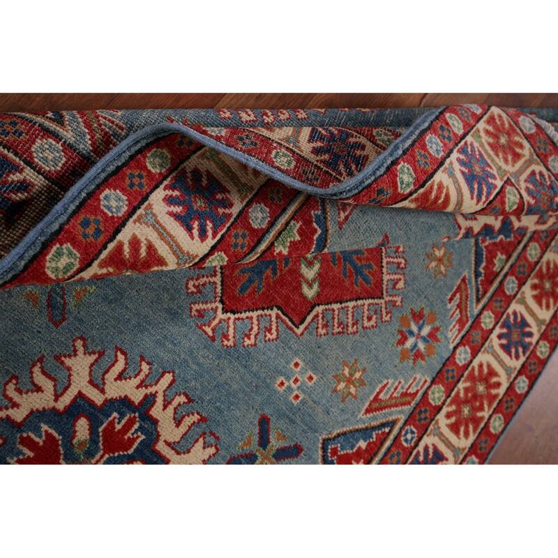 Blue Kazak Oriental Accent Rug Handmade Wool Carpet - 3'3" x 4'9"