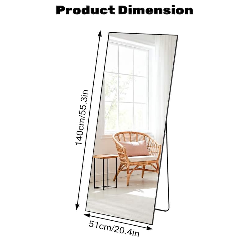 Full Length Mirror with Stand, Floor Mirror with Frame, Full Body Mirrors, Free Standing or Wall-Mounted Mirrors for Living Room