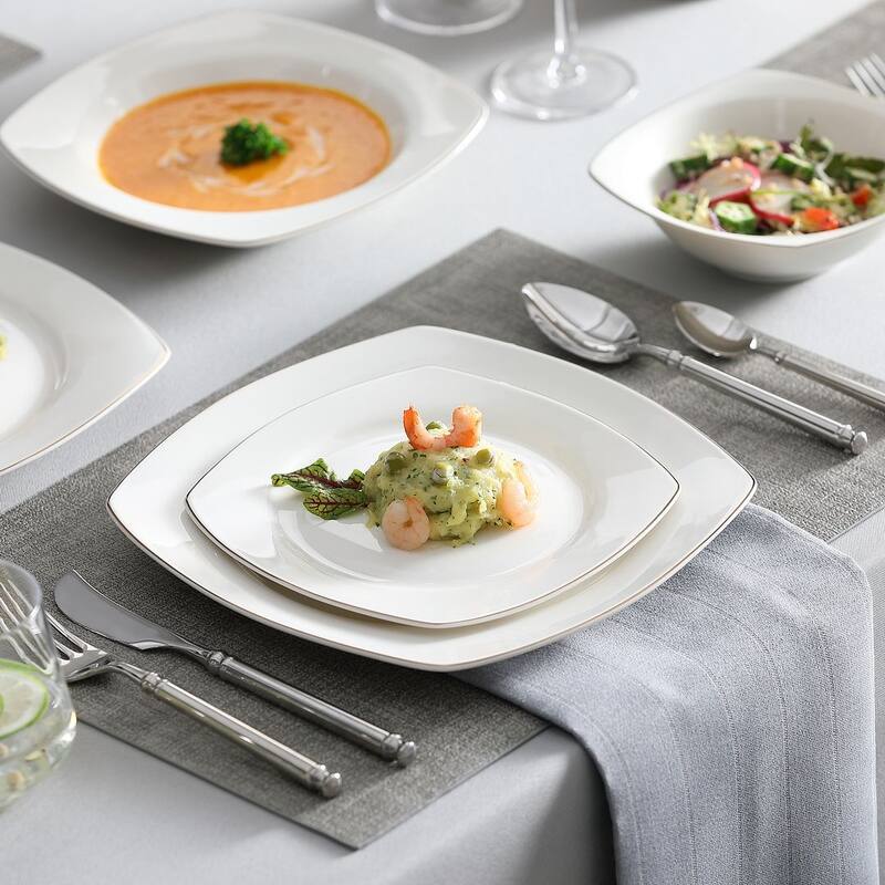 MALACASA 16-Piece New Bone China Dinnerware Set, Service for 4