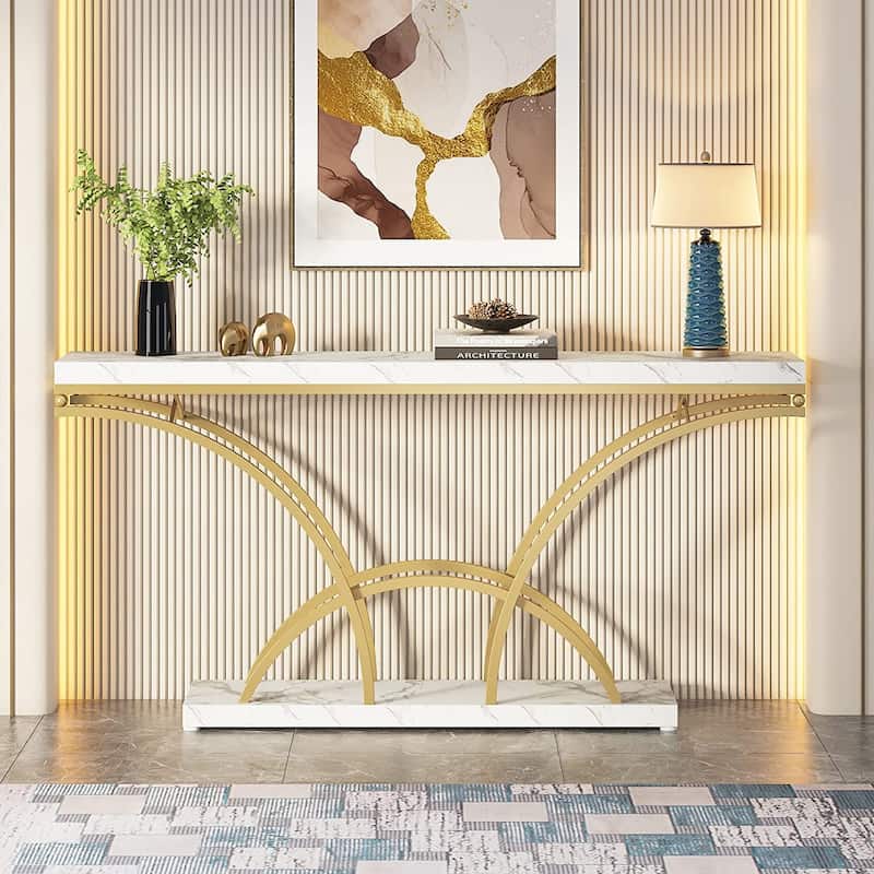 70.86 Inch Long Console Table Gold Sofa Table for Entryway