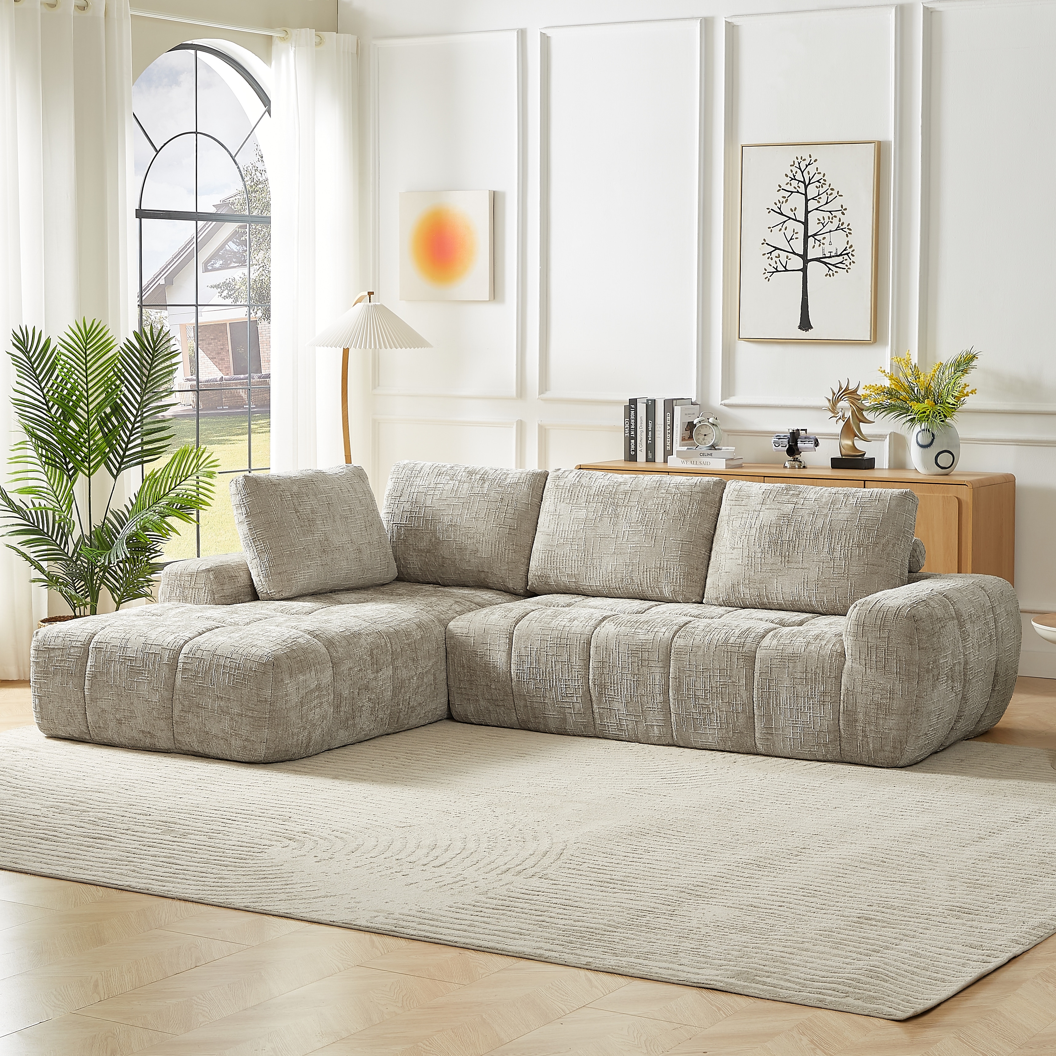 Modular L Shaped Sectional Sofa with Chaise, Oversized Free Combination Sleeper Couch, No Assembly Required
