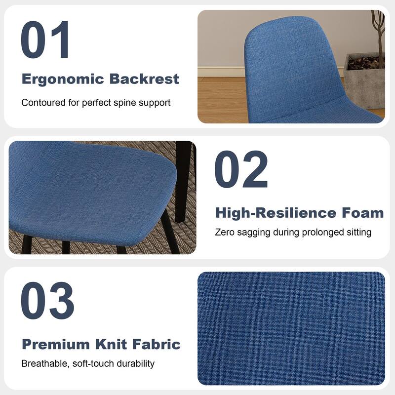 Modern Fabric Dining Chair Set of 4, Armless Side Chair with Iron Legs