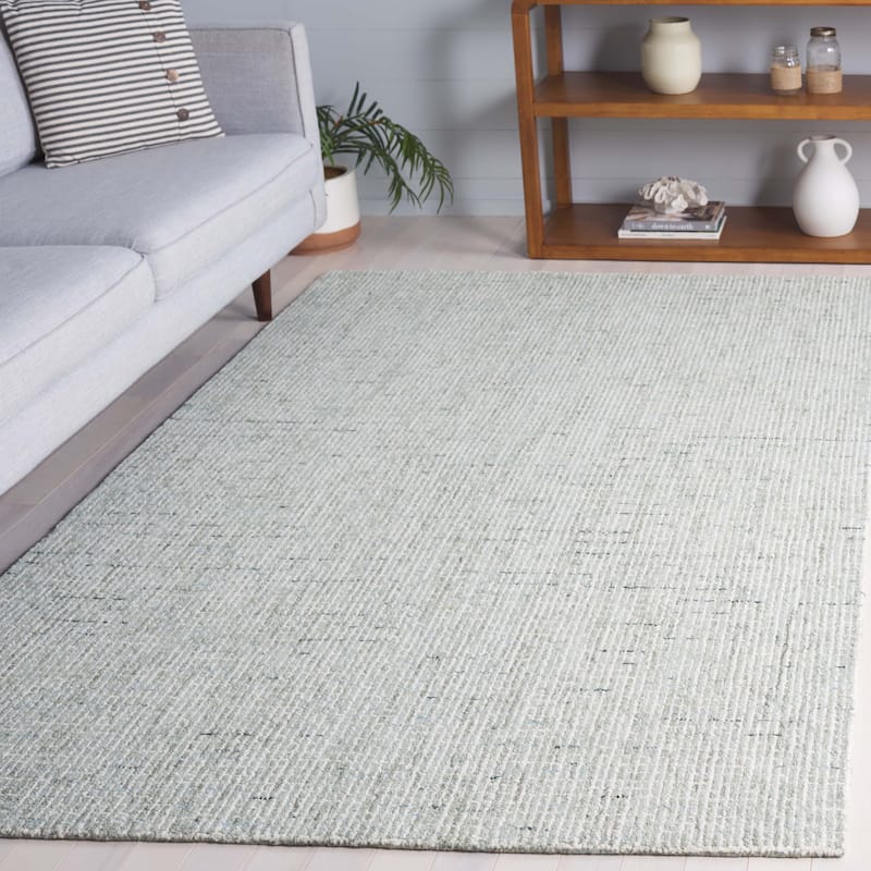 SAFAVIEH Handmade Abstract Lottie Modern Wool Rug - 4' x 6' - Sage/Ivory - Rectangle