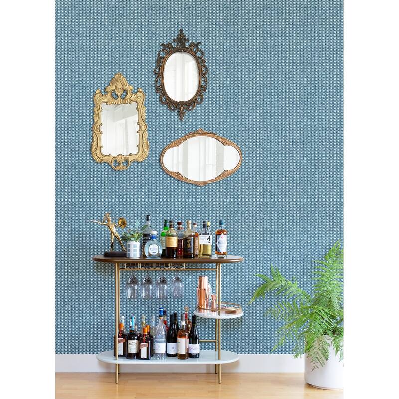 A-Street Prints Zia Blue Basketweave Wallpaper