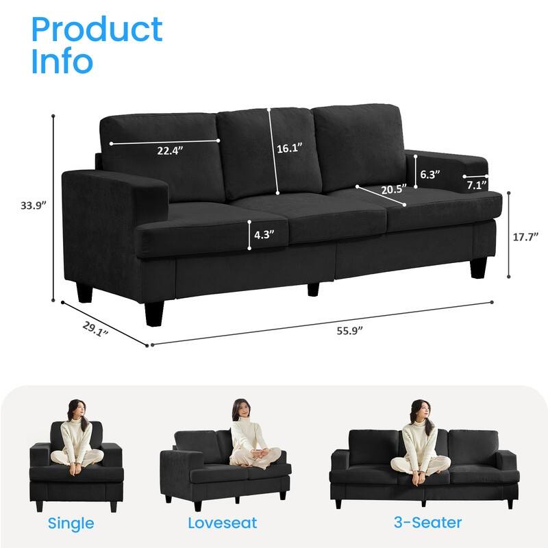 Mixoy W82" Chenille Straight Sectional Sofa,Cloud Sleeper Comfy Upholstered 3-Seater Sofa Couch