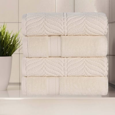 Superior Chevron Zero Twist Solid and Jacquard Cotton Bath Towel Set of 4