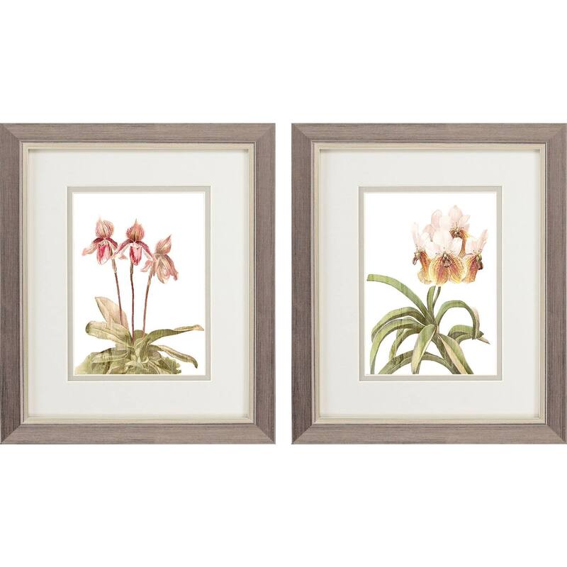 HomeRoots Set Of Two Floral Beauty II Silver Framed Wall Art