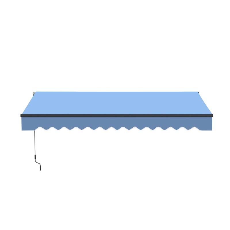 ALEKO Caribbean Manual Retractable Patio Awning - Black Frame - Sky Blue - 10 x 8 Feet