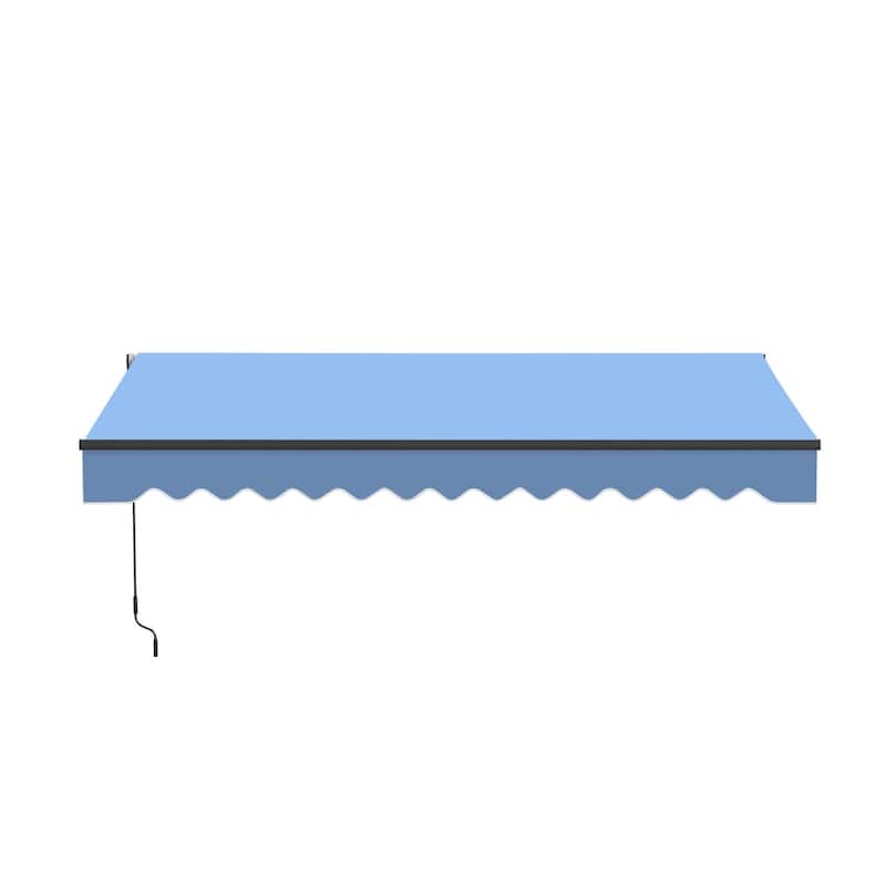 ALEKO Caribbean Motorized Retractable Patio Awning - Black Frame - Sky Blue - 13 x 10 Feet