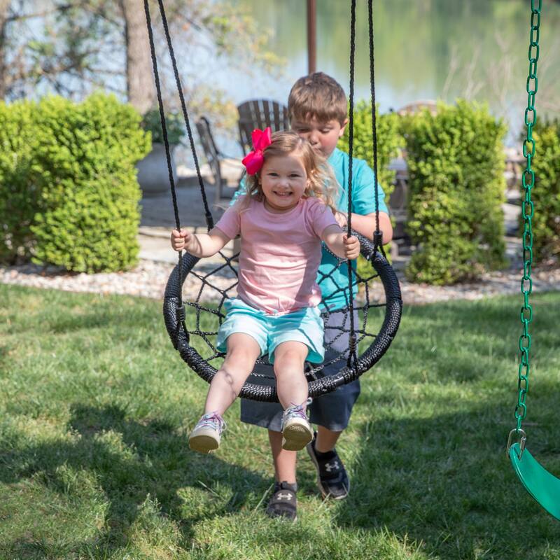 Backyard Discovery Endeavor II Cedar Wood Swing Set, Slide, Play Deck